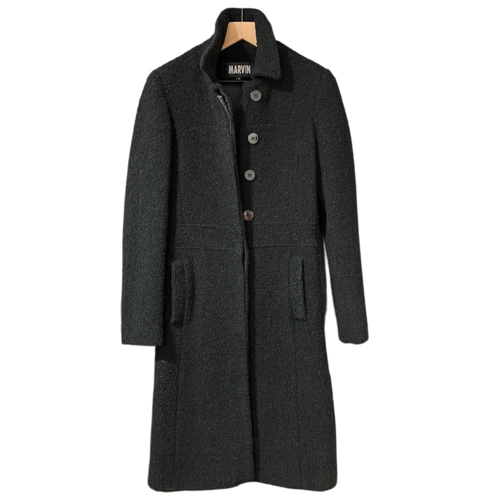 MARVIN RICHARDS | Vintage Curly Boucle Knit Longline Wool Blend Coat